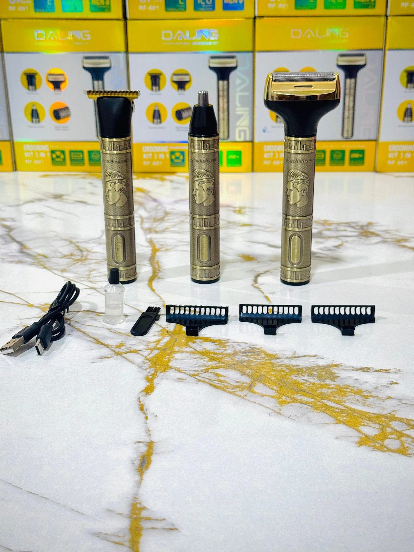 Daling 3-in-1 Grooming Kit – Rechargeable Clipper + Trimmer - Bliss Beauty 